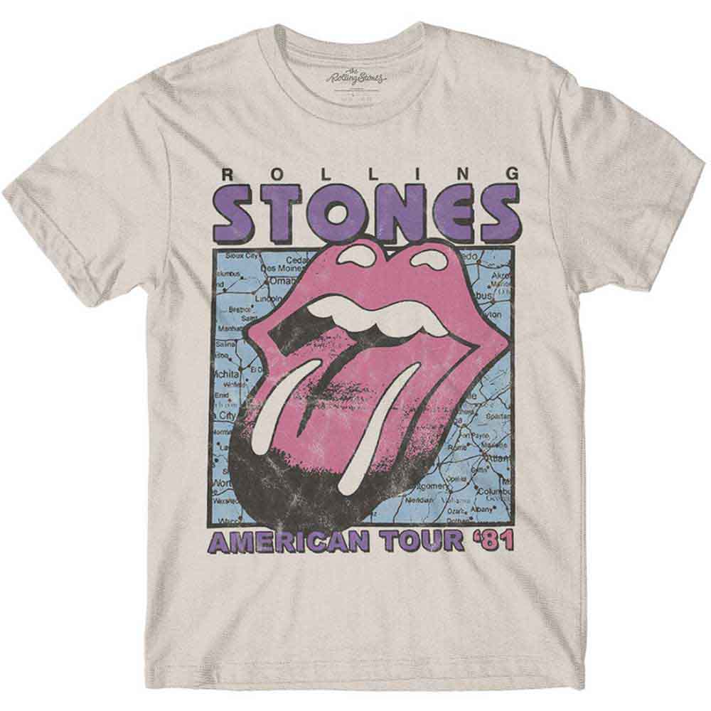 The Rolling Stones Unisex T-Shirt American Tour Map Natural (XL)