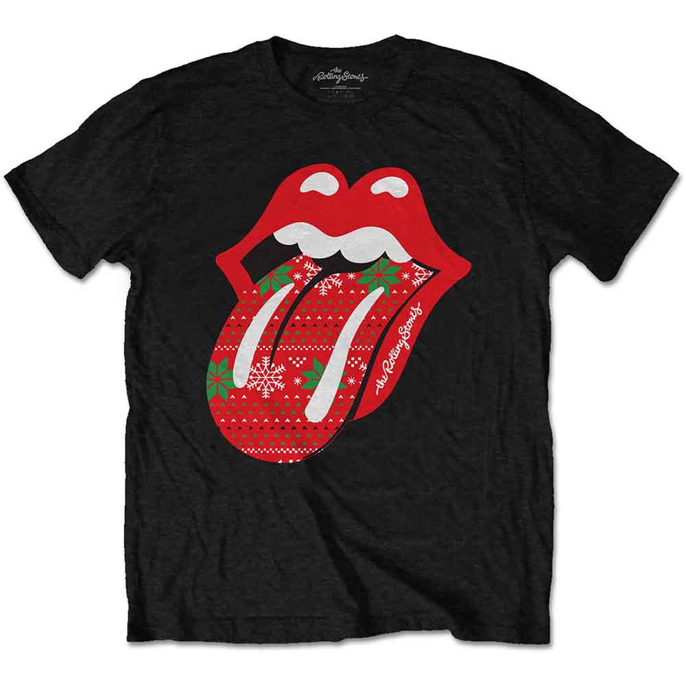 The Rolling Stones Unisex T-Shirt Christmas Tongue Black (S)