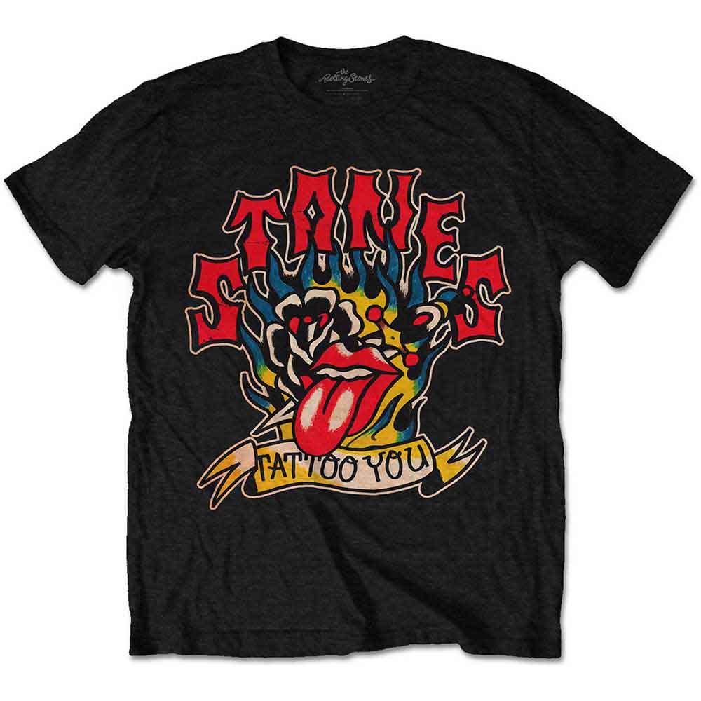 The Rolling Stones Unisex T-Shirt Tattoo You Blue Flames Black (XXL)