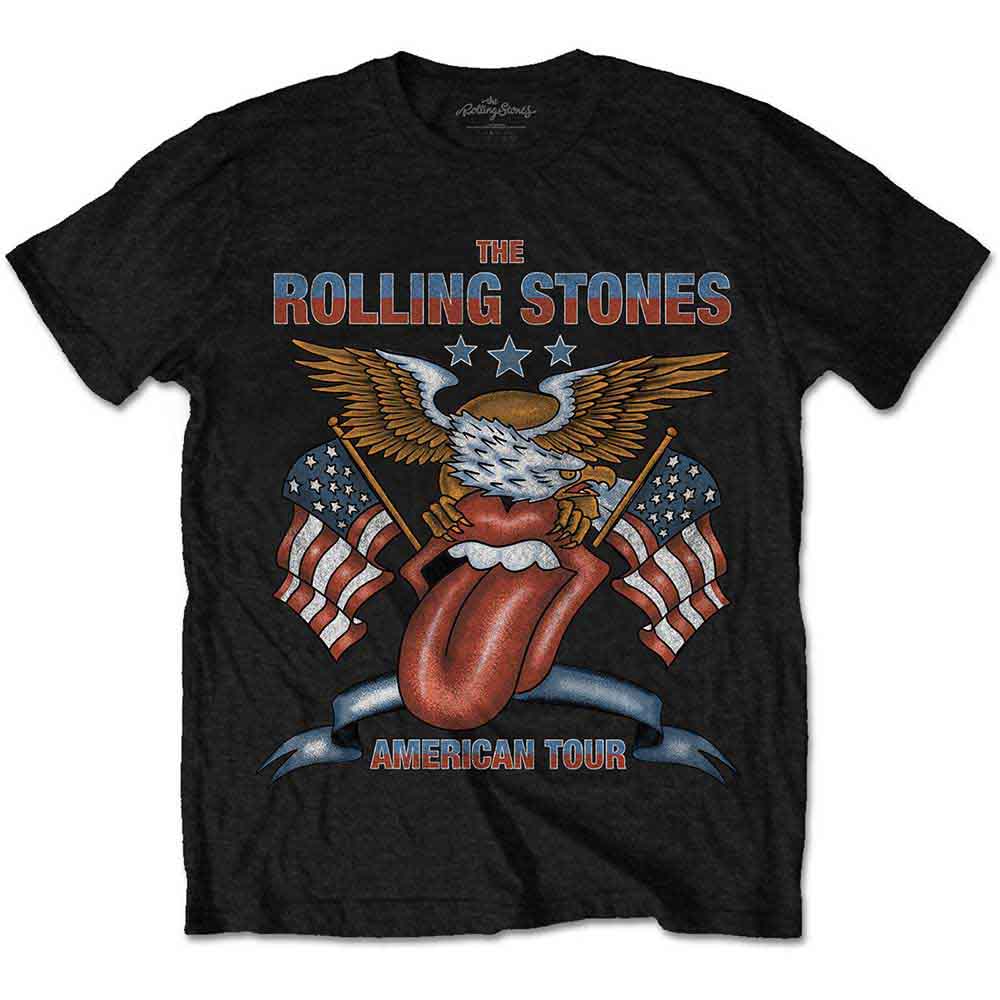 The Rolling Stones Unisex T-Shirt USA Tour Eagle Black (L)