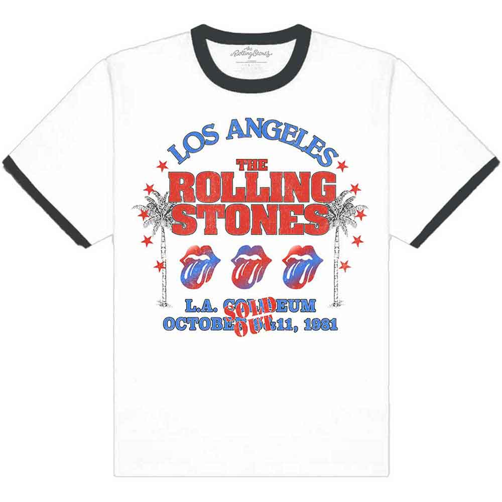 The Rolling Stones Unisex T-Shirt American LA Tour (Ringer) White (L)
