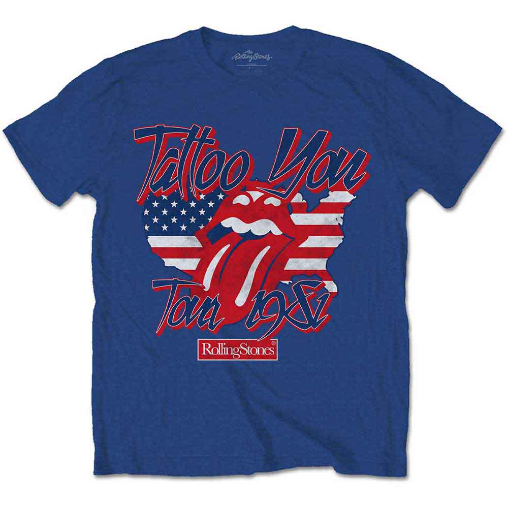 The Rolling Stones Unisex T-Shirt Tattoo You Americana Blue (XXL)