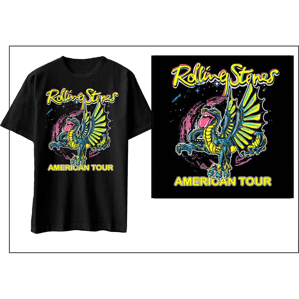 The Rolling Stones Unisex T-Shirt American Tour Dragon Black (M)