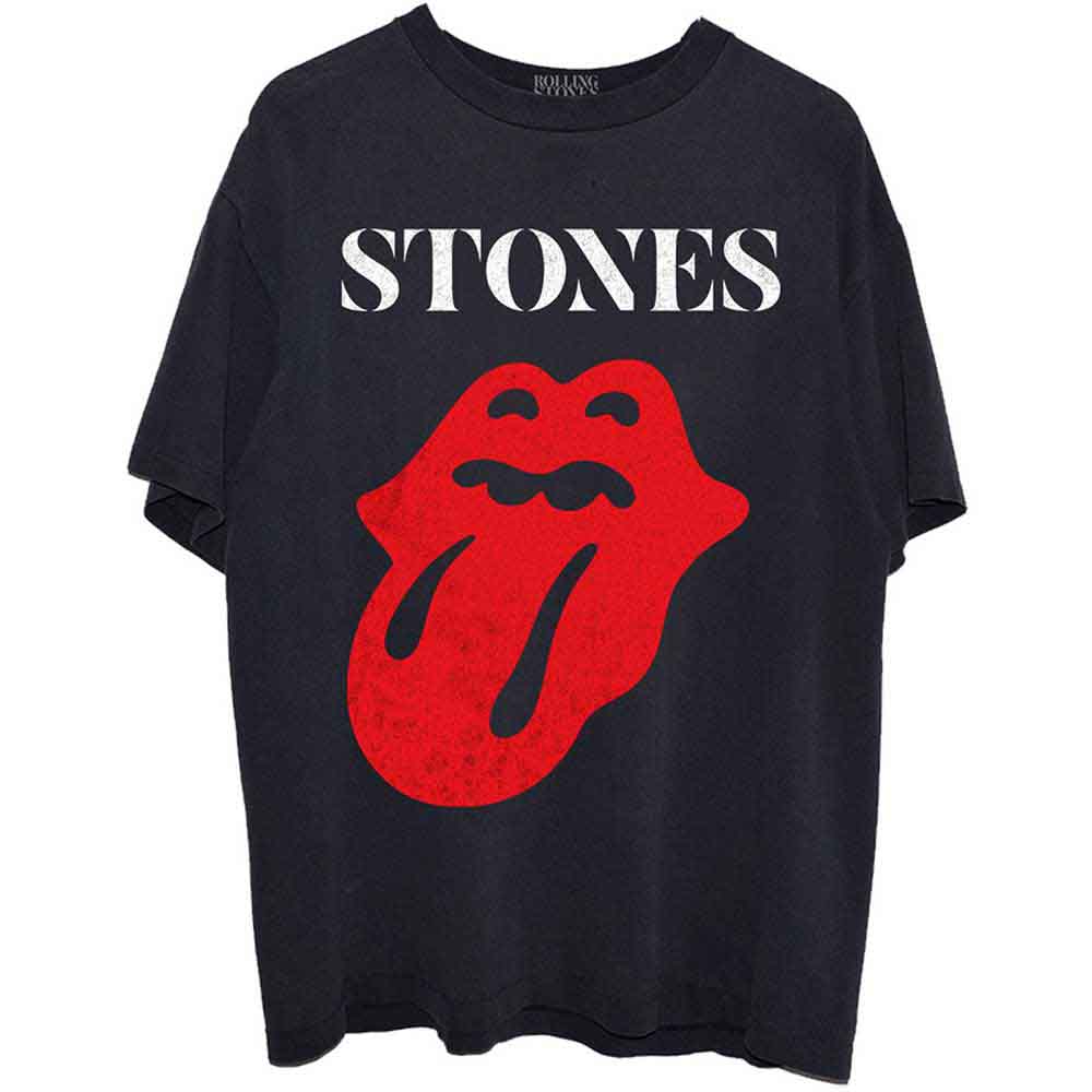 The Rolling Stones Unisex T-Shirt Sixty Classic Vintage Solid Tongue Black (S)