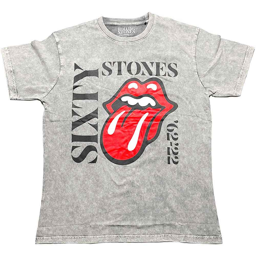 The Rolling Stones Unisex T-Shirt Sixty Vertical (Dye-Wash) Grey (XL)