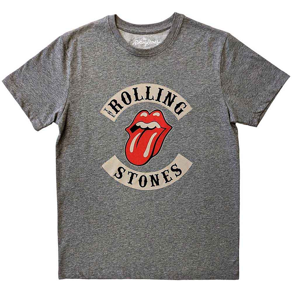 The Rolling Stones Unisex T-Shirt Biker Tongue Grey (L)