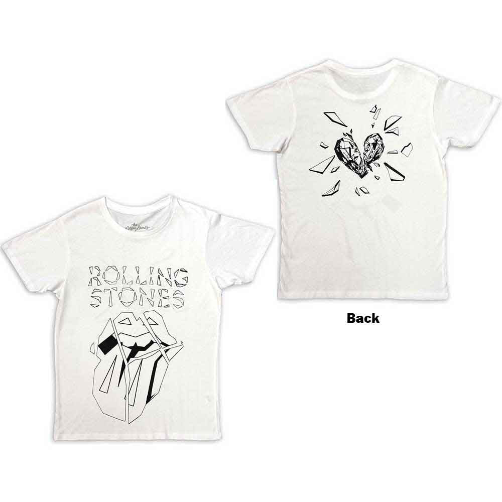 The Rolling Stones Unisex T-Shirt Hackney Diamonds Diamond Tongue Outline (Back Print) White (XXL)