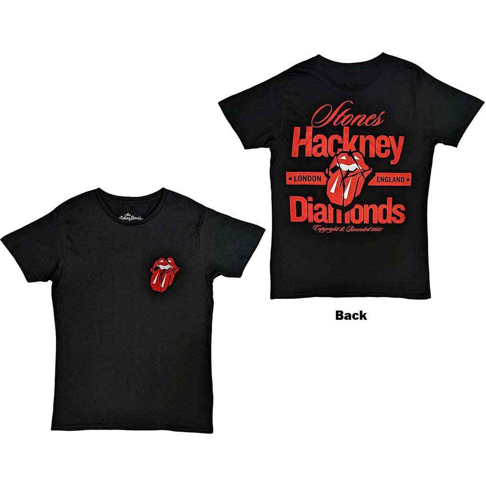 The Rolling Stones Unisex T-Shirt Hackney Diamonds Hackney London (Back Print) Black (M)