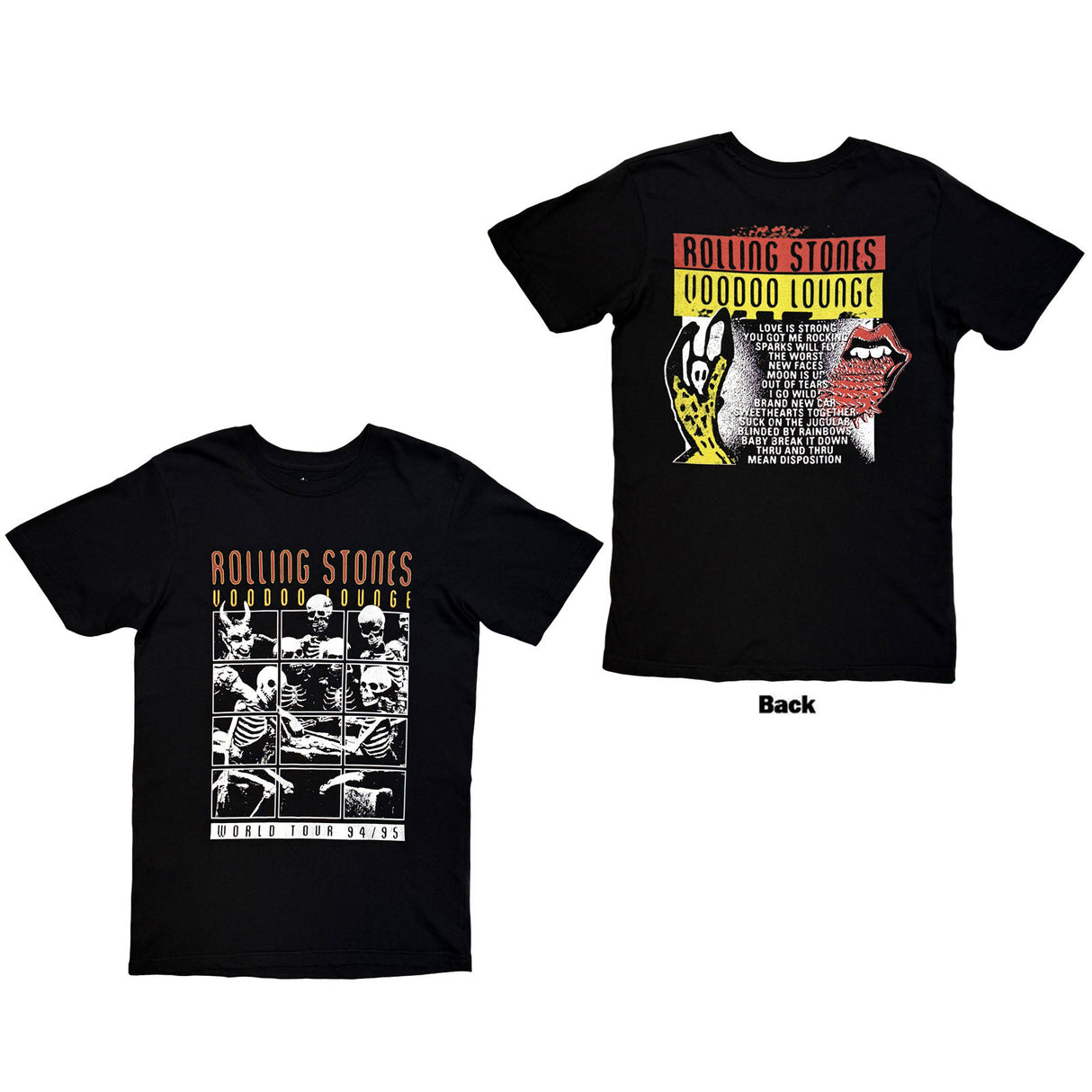 The Rolling Stones Unisex T-Shirt Voodoo Lounge (Back Print) Black (L)