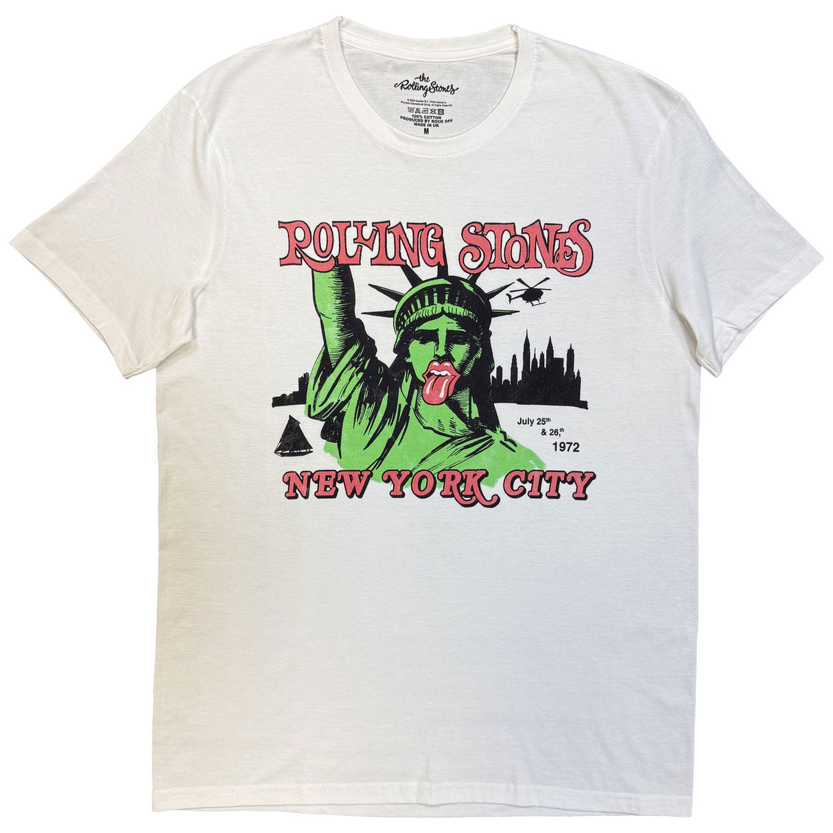 The Rolling Stones Unisex T-Shirt New York City 1972 White (L)