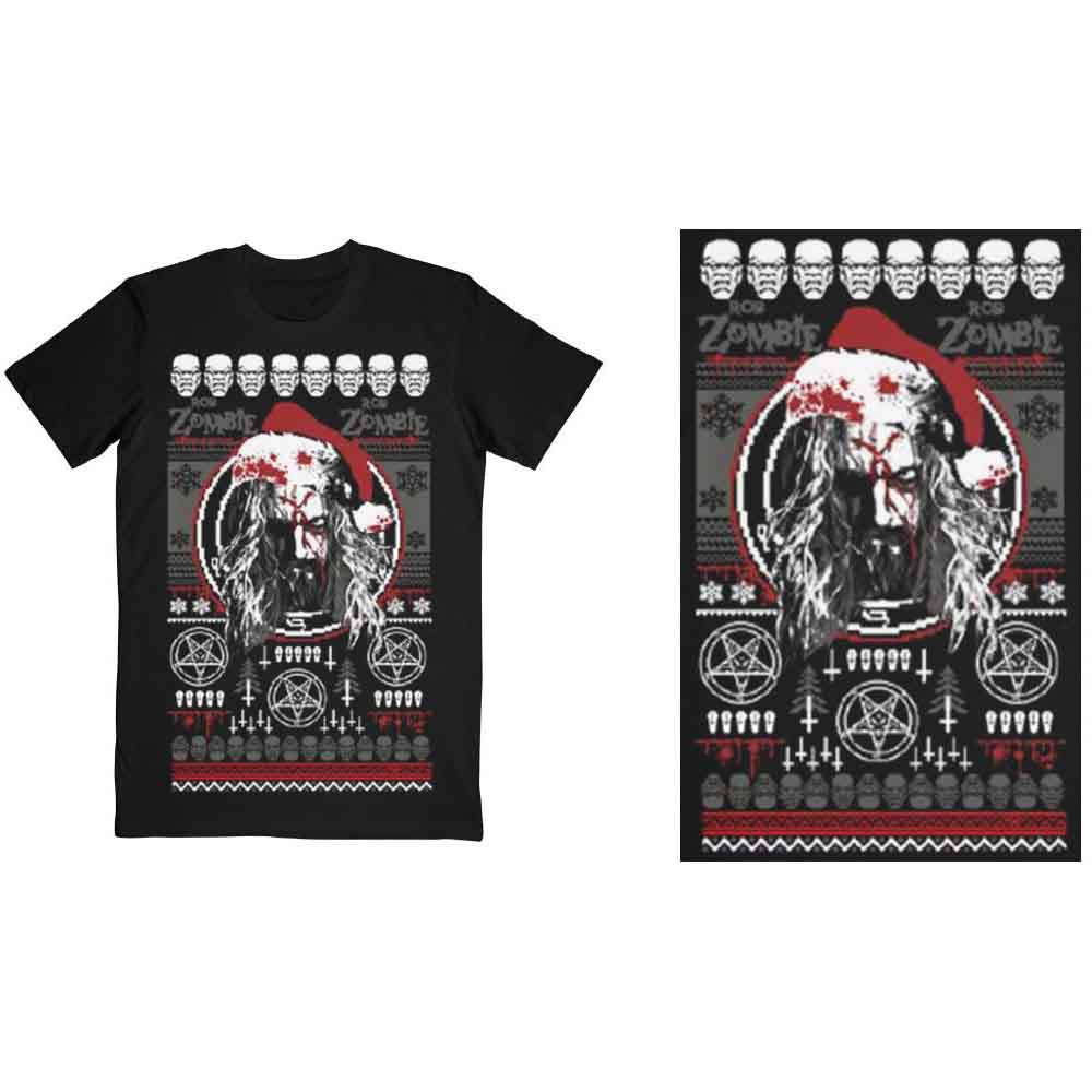 Rob Zombie Unisex T-Shirt Bloody Santa Black (XL)