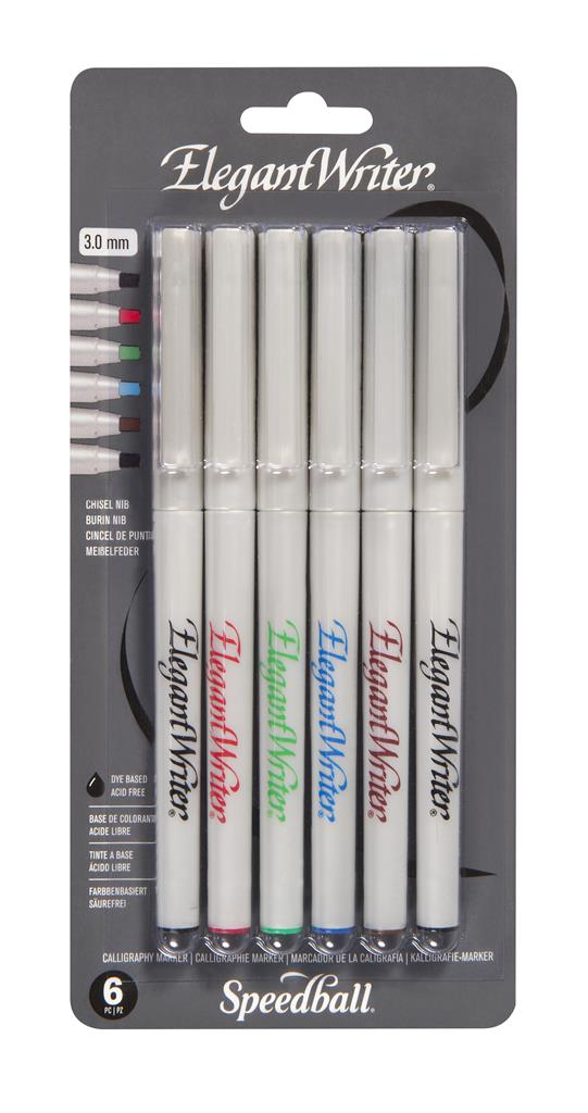 Speedball Elegant Writer 2.5mm Chisel Calligraphy Marker Pens Multicoloured (6pcs)