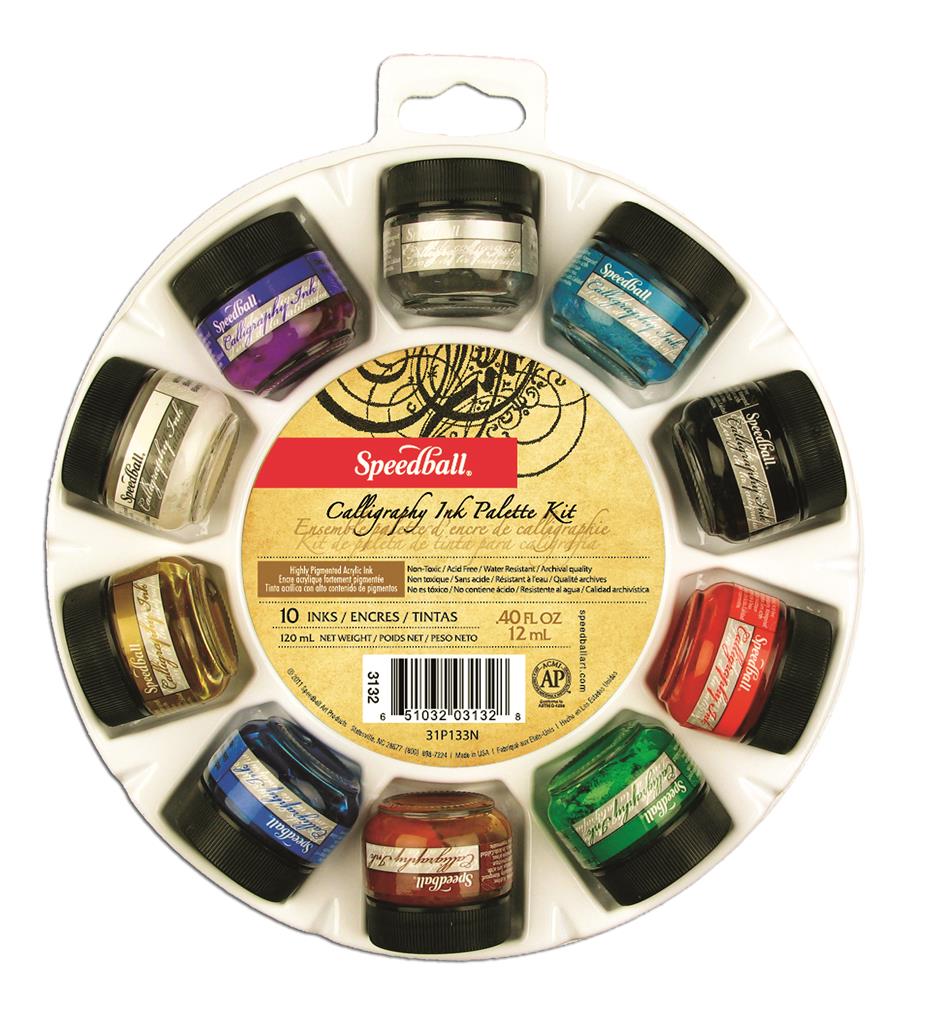 Speedball Pigmented Acrylic Calligraphy Ink 12ml Set (10 Colours)