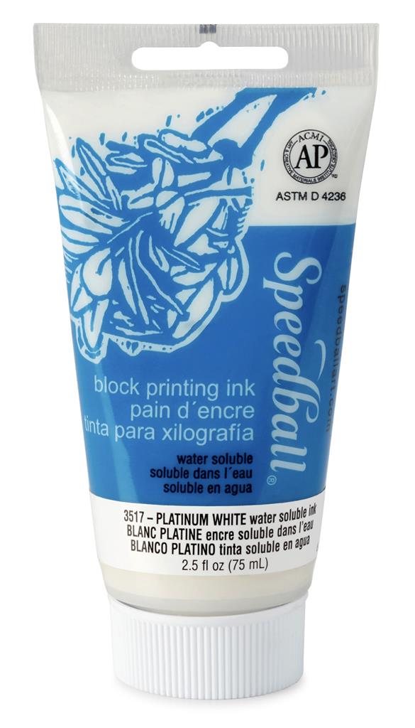 Speedball Water-Soluble Block Printing Ink Platinum White 75ml (3517)