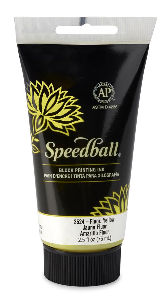 Speedball Water-Soluble Block Printing Ink Fluorescent Yellow 75ml (3524)