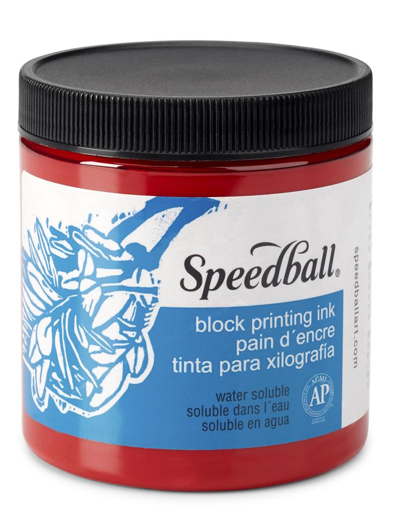 Speedball Water-Soluble Block Printing Ink Red 8oz (3801)