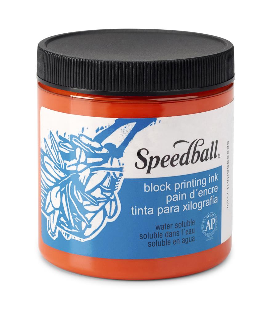 Speedball Water-Soluble Block Printing Ink Orange 8oz (3807)