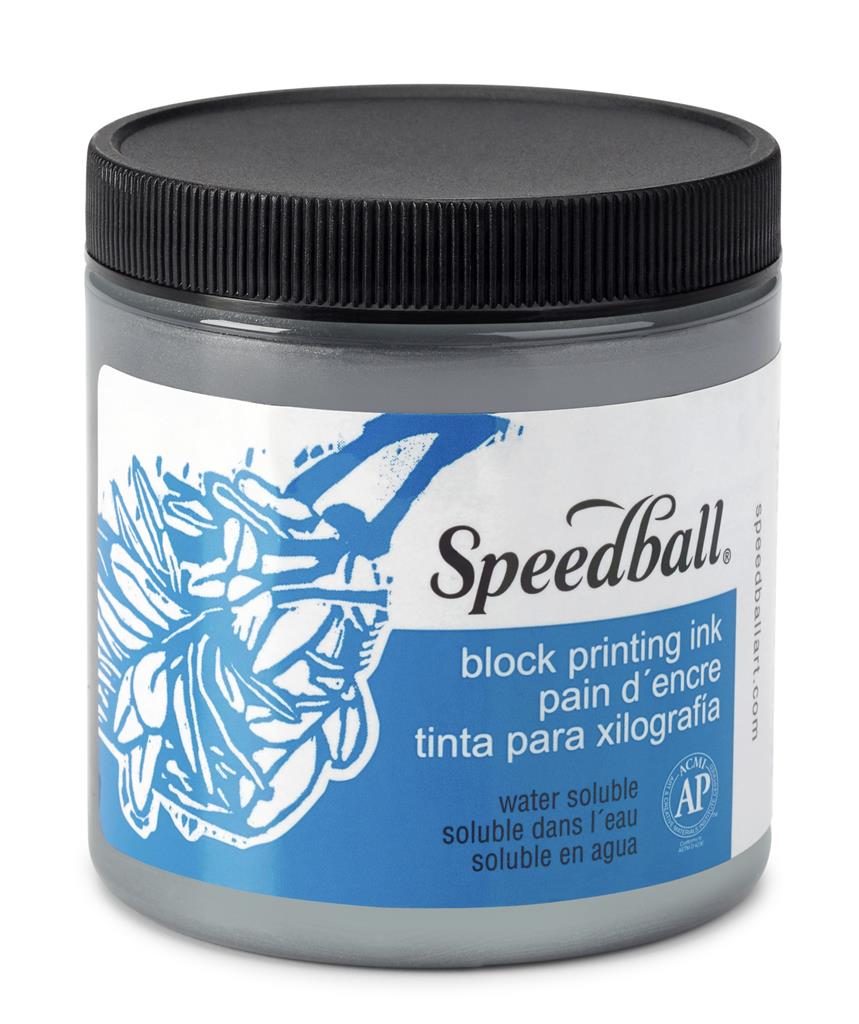 Speedball Water-Soluble Block Printing Ink Pewter 8oz (3815)