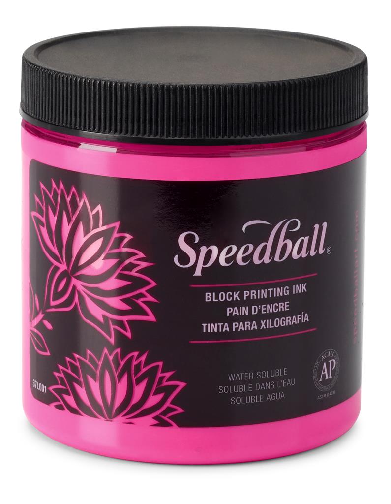 Speedball Water-Soluble Block Printing Ink Fluorescent Magenta 8oz (3823)