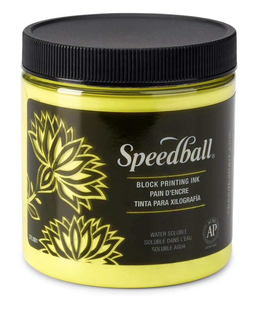 Speedball Water-Soluble Block Printing Ink Fluorescent Yellow 8oz (3824)