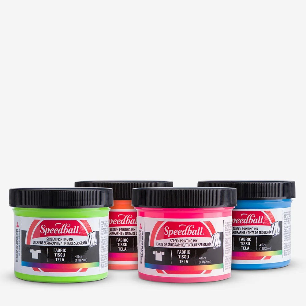 Speedball Fabric Screen Printing Ink Set Fluorescent 4oz (4pk)