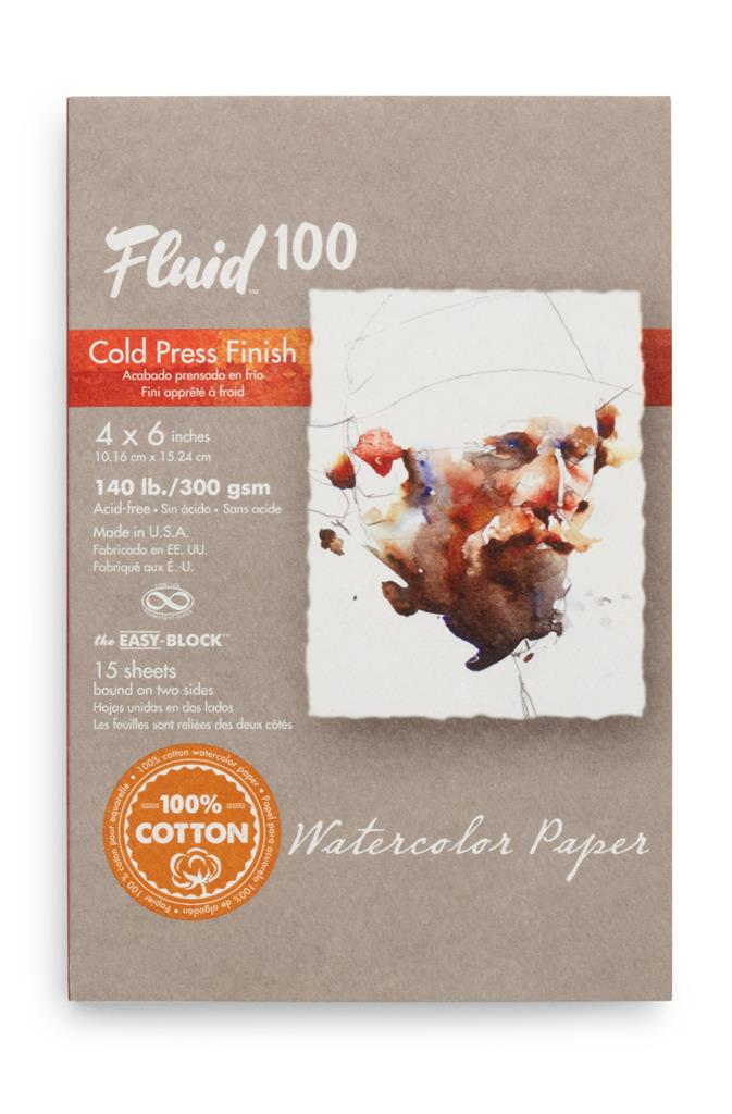 Speedball Fluid 100 Cold Press 4" x 6" 300gsm Watercolour Block (15shts)