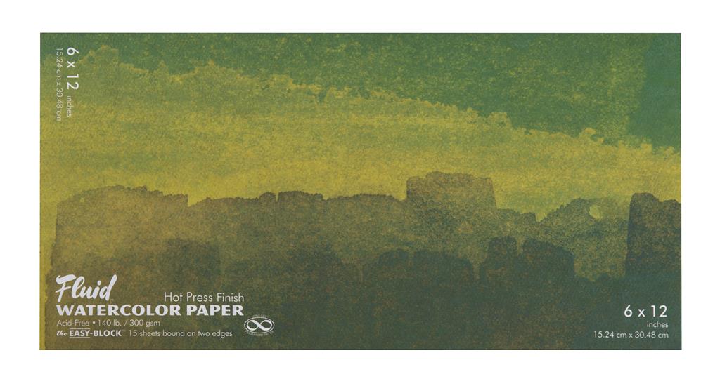 Speedball Fluid Hot Press 6" x 12" 300gsm Watercolour Block (15shts)