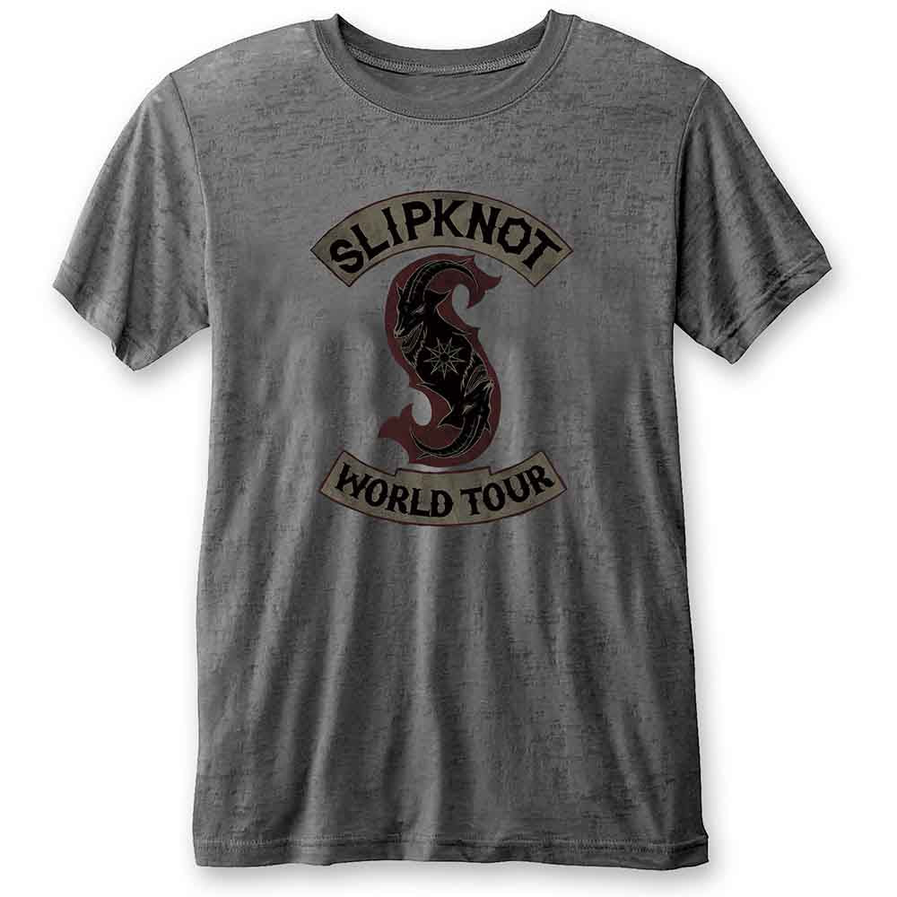 Slipknot Unisex T-Shirt World Tour (Burn Out) Grey (L)