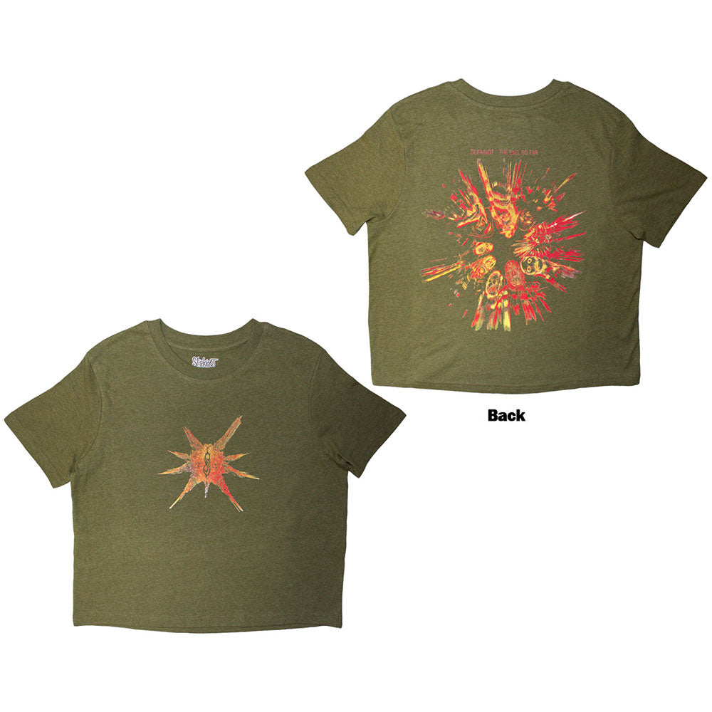 Slipknot Unisex Crop Top The End So Far Band Figures (Back Print) Green (L)