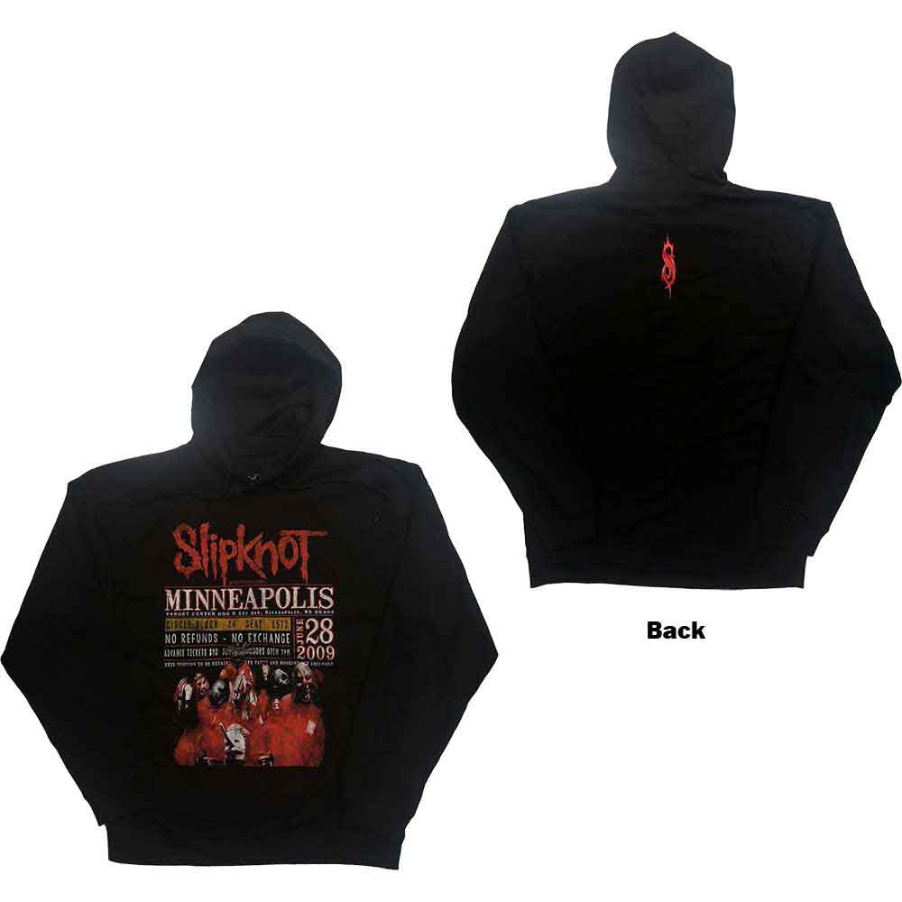 Slipknot Unisex Pullover Hoodie Minneapolis '09 (Back Print) Black (M)