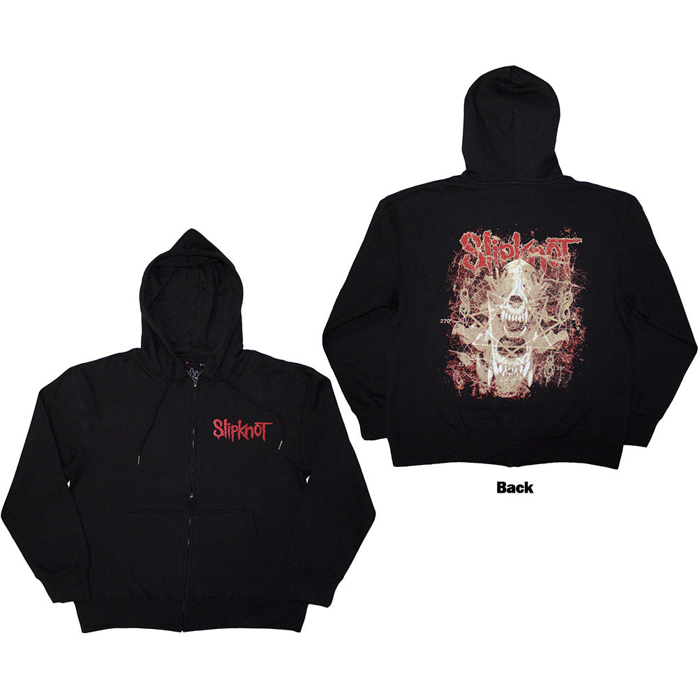 Slipknot Men's Zipped Hoodie Skull Teeth (Back Print) Black (M)