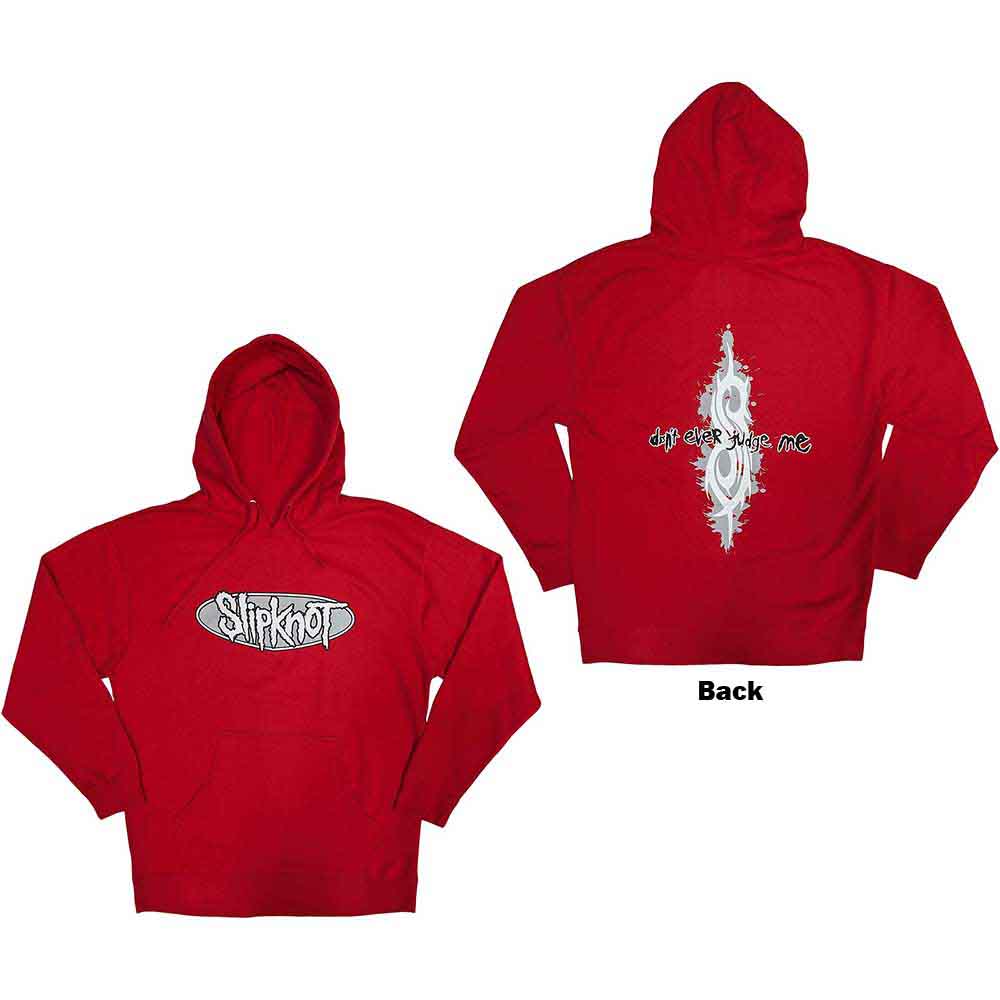 Slipknot Unisex Pullover Hoodie Don't Ever Judge Me (Back Print) Red (S)