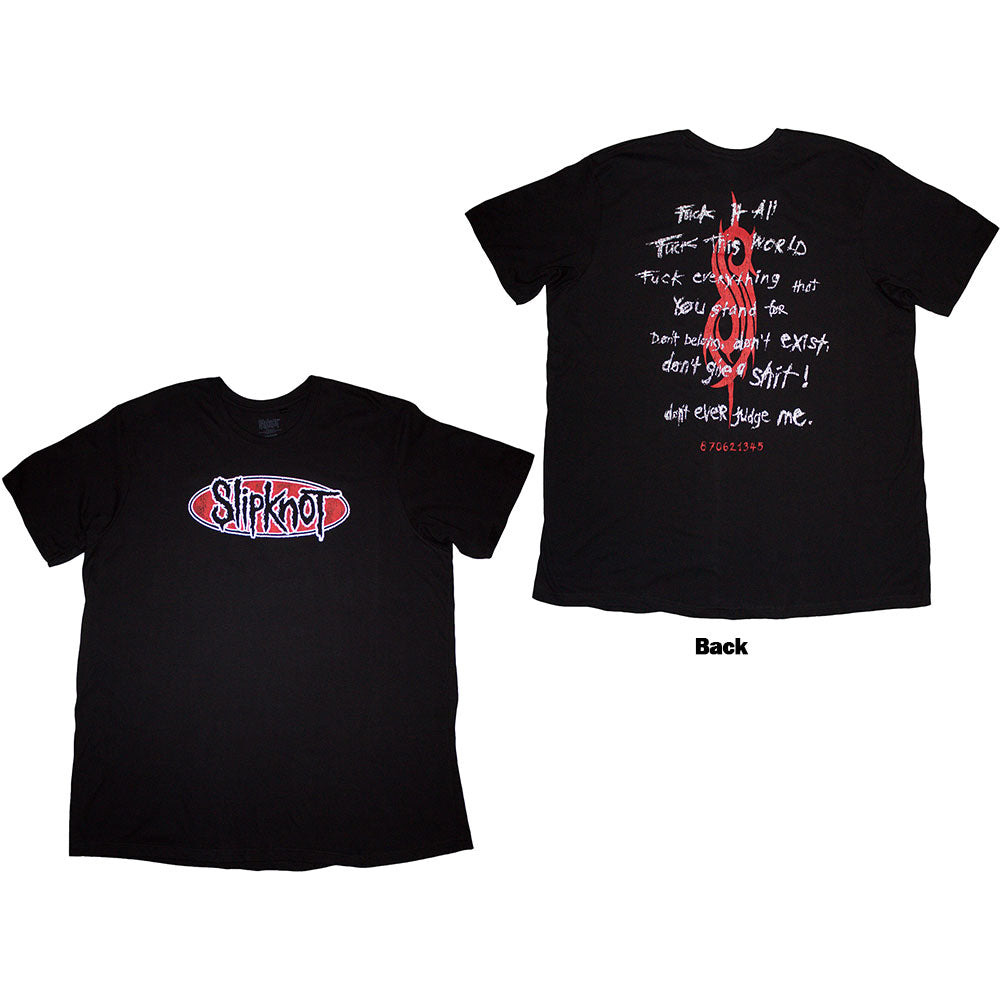 Slipknot Unisex T-Shirt F It All (Back Print) Black (XXL)