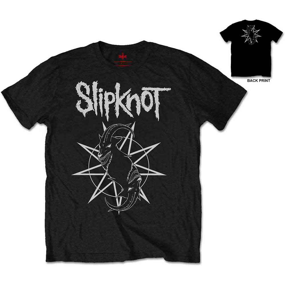 Slipknot Men's T-Shirt Goat Star Logo with Back Printing Black (M)