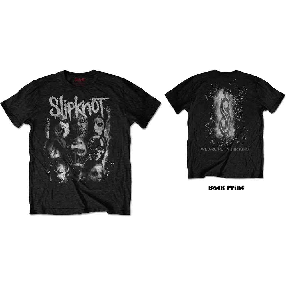 Slipknot Unisex T-Shirt WANYK White Splatter (Back Print) Black (L)