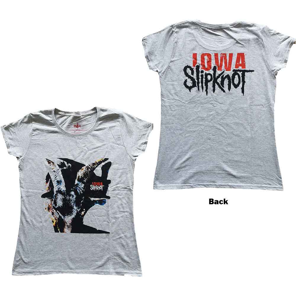 Slipknot Ladies T-Shirt Iowa Goat Shadow (Back Print) Grey (M)