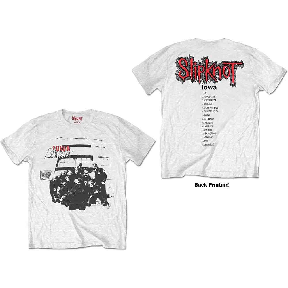 Slipknot Unisex T-Shirt Iowa Track List (Back Print) White (XL)