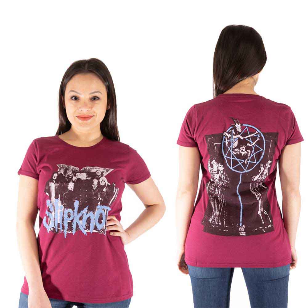 Slipknot Ladies T-Shirt Goat Logo Demon (Back Print) Red (XL)