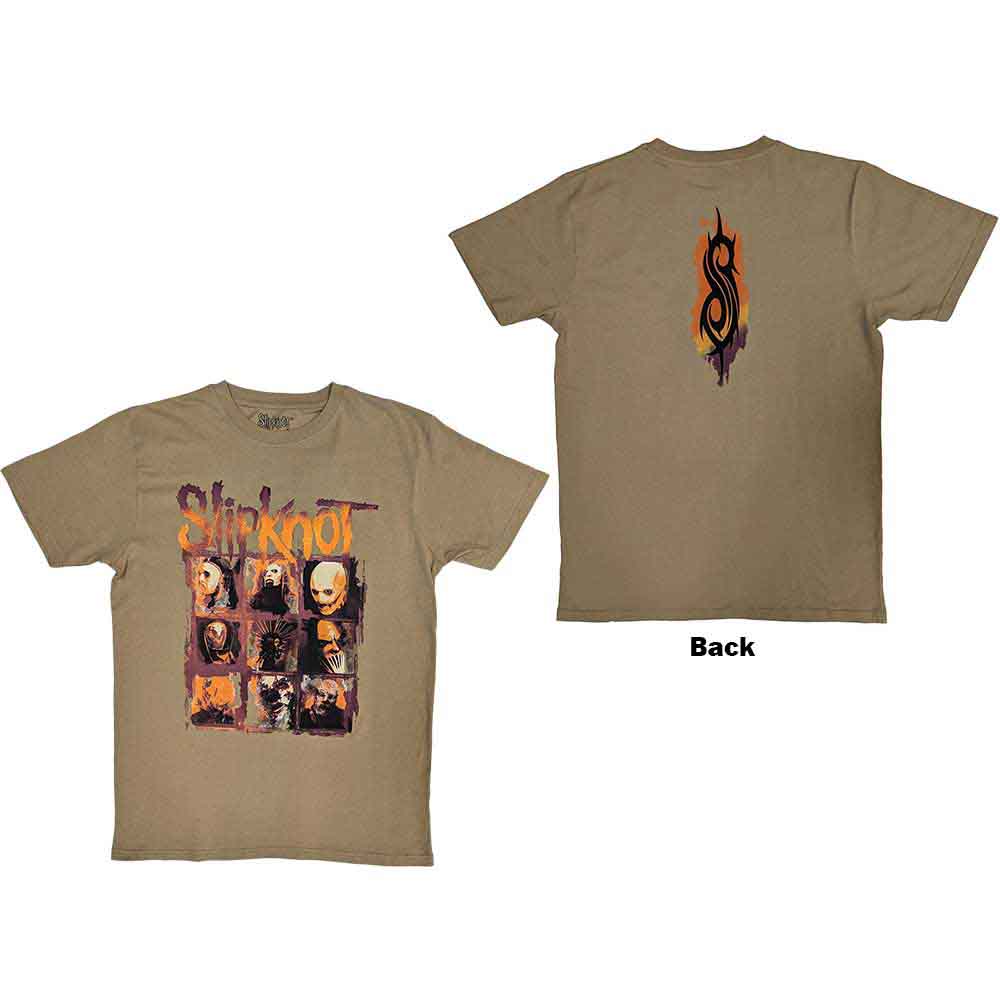 Slipknot Unisex T-Shirt The End So Far Grid Photos (Back Print) Brown (L)