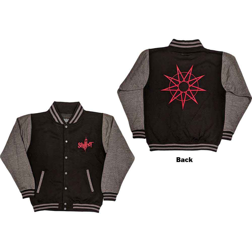 Slipknot Unisex Varsity Jacket 9 Point Star (Back Print) Black/Grey (S)