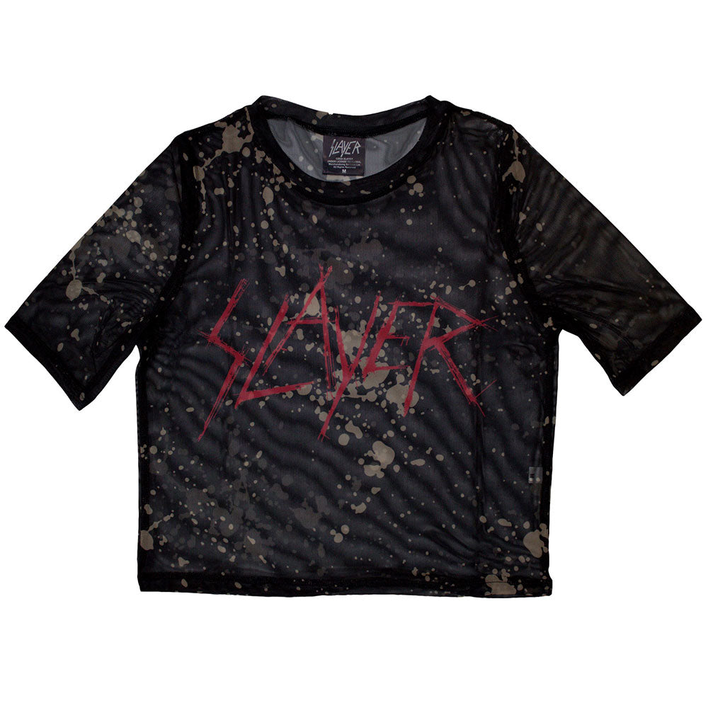 Slayer Ladies Crop Top Scratchy Logo (Mesh) Black (M)