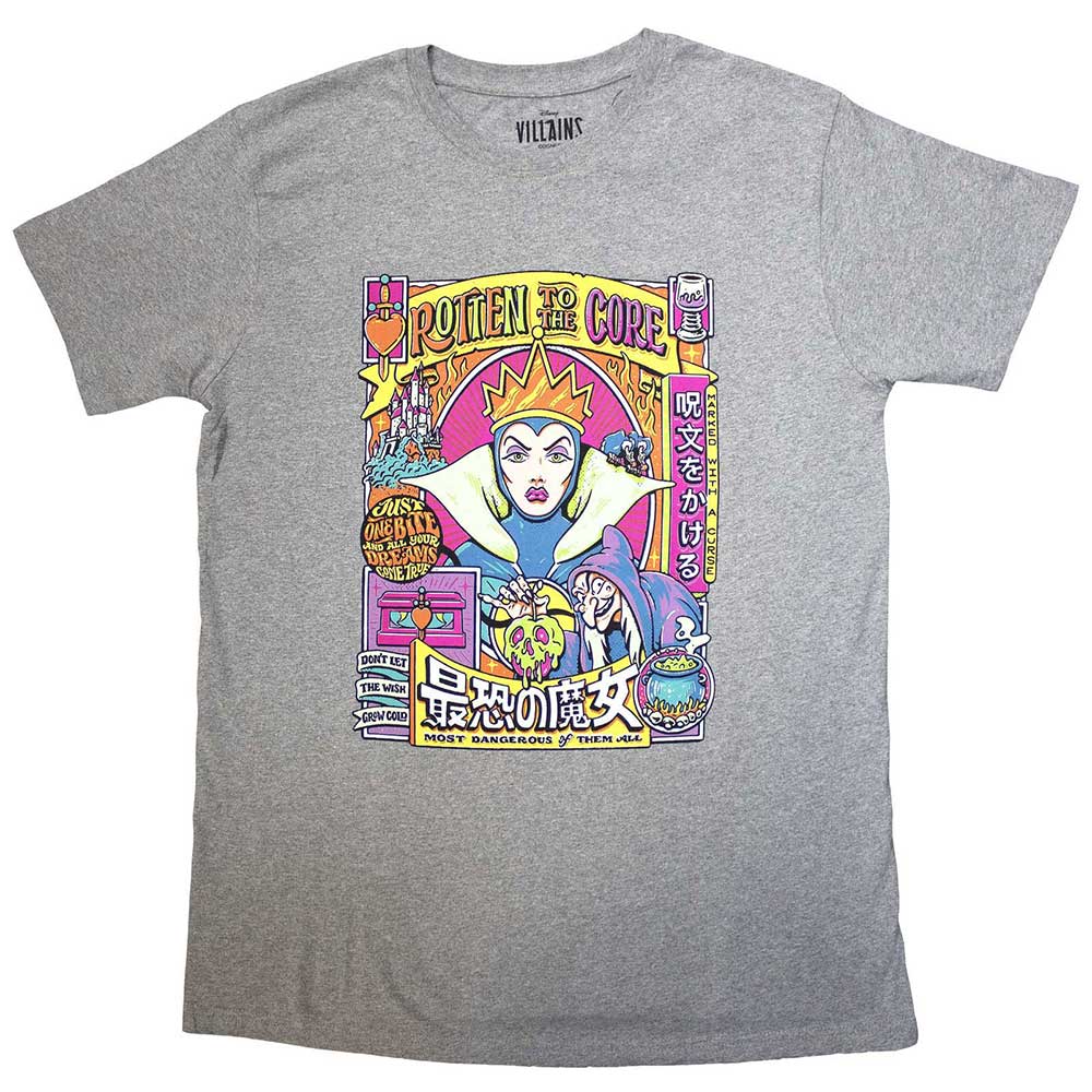 Disney Unisex T-Shirt Snow White Evil Queen Rotten To The Core Grey (L)