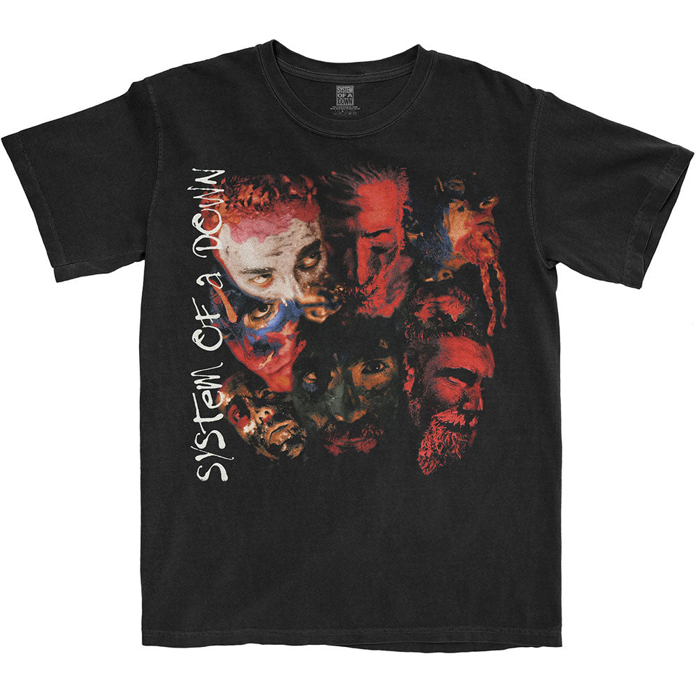 System Of A Down Unisex T-Shirt Painted Faces 2 Black (L)