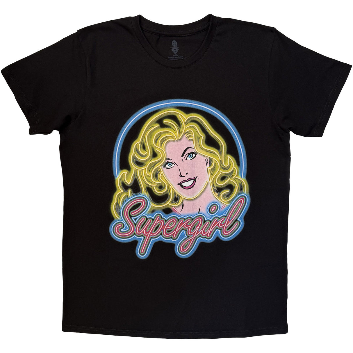 DC Comics Unisex T-Shirt Supergirl Neon Black (L)