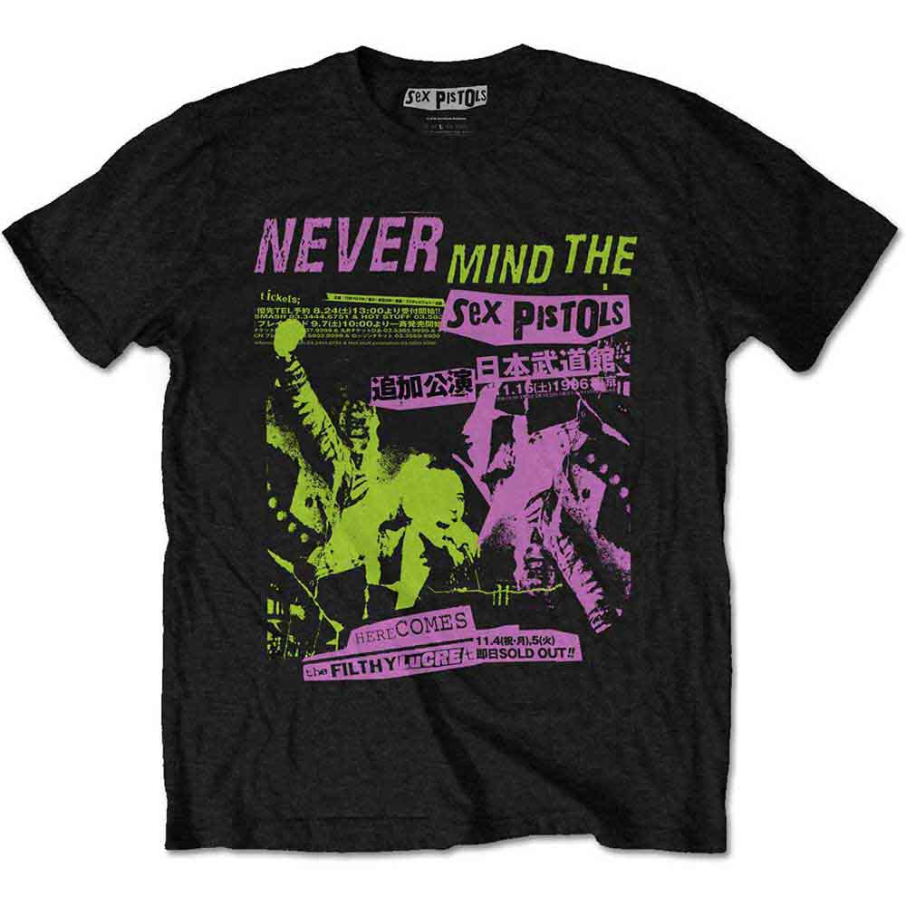 The Sex Pistols Men's T-Shirt Japanese Poster Black (XL)
