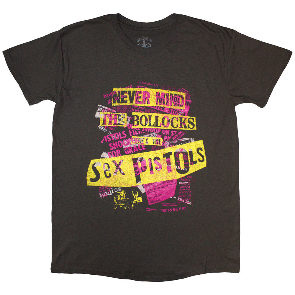 The Sex Pistols Unisex T-Shirt NMTB Text Overlay Charcoal Grey (S)