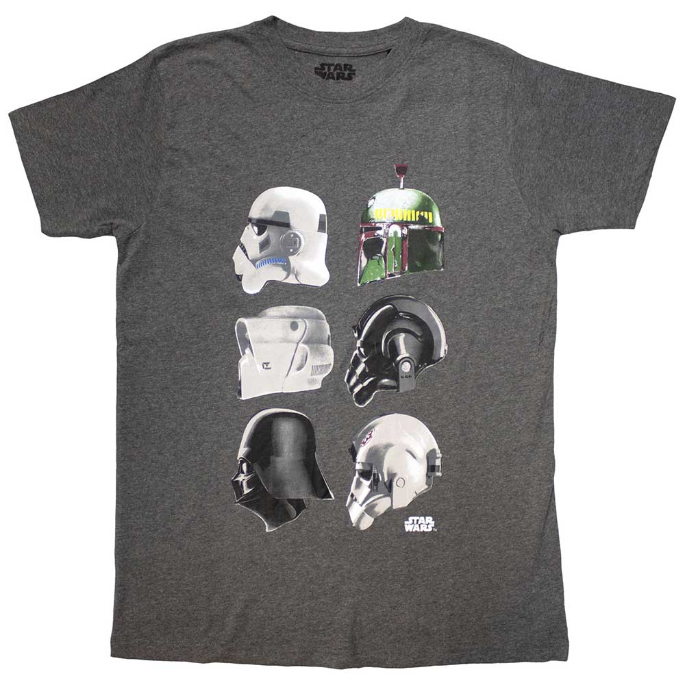 Star Wars Unisex T-Shirt Helmet Profiles Grey (XXL)