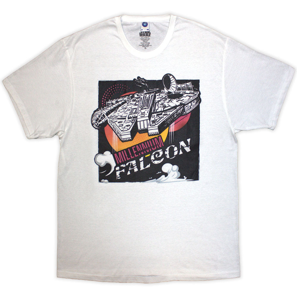 Star Wars Unisex T-Shirt Millennium Falcon Graphic White (XXL)