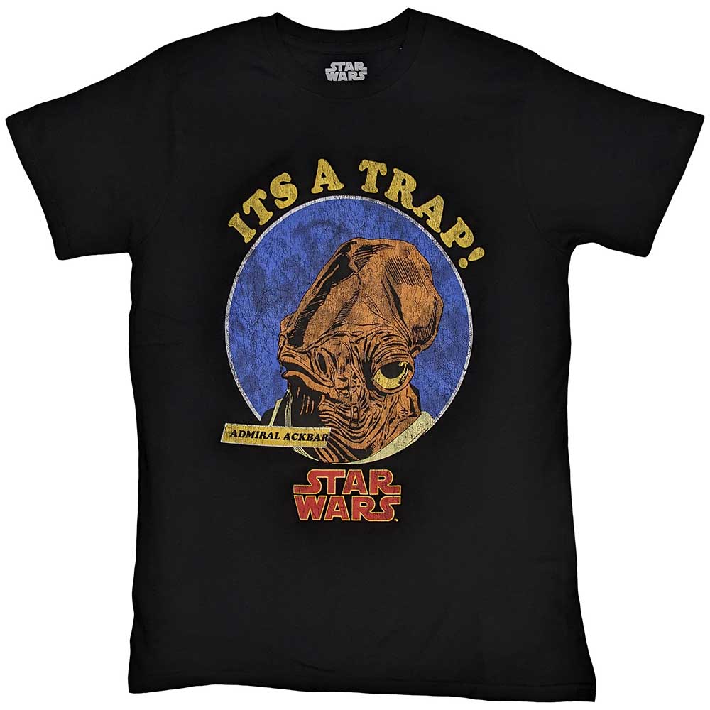 Star Wars Unisex T-Shirt Ackbar It's A Trap Black (XXL)