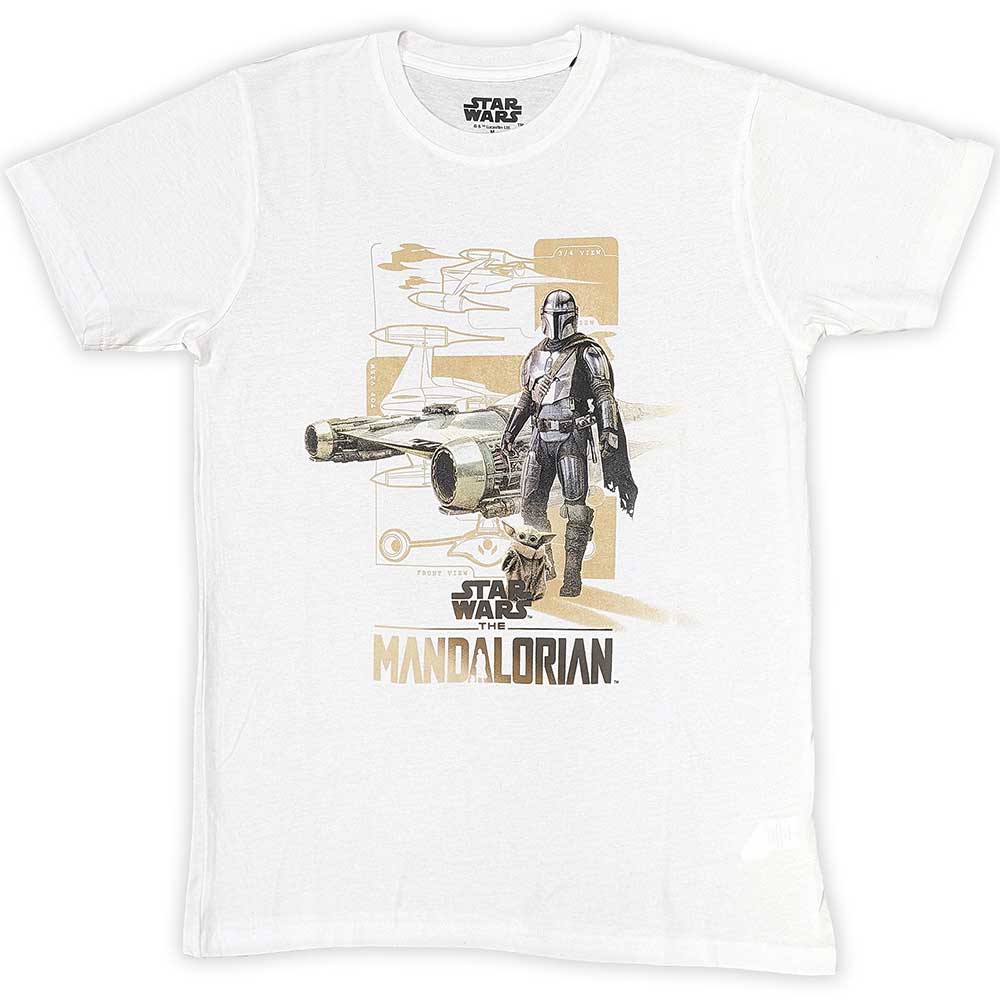 Star Wars Unisex T-Shirt The Mandalorian Din & Grogu White (XXL)